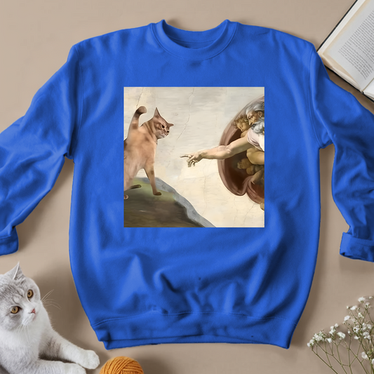 Cat God Creation Of Adam Unisex Sweatshirts - Meowiprints
