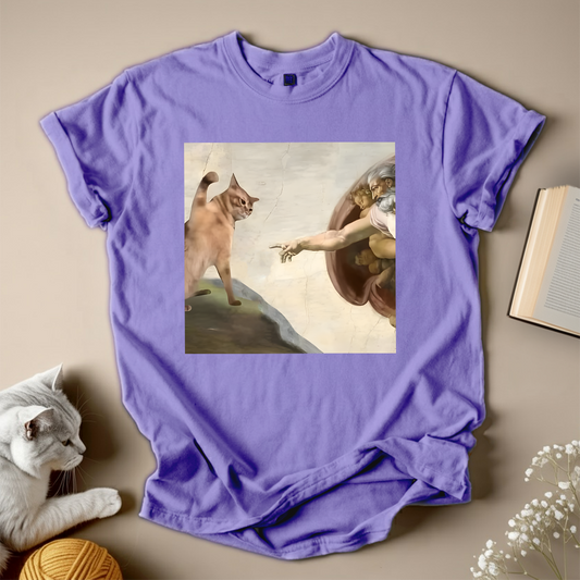 Cat God Creation Of Adam Meme Unisex Shirt