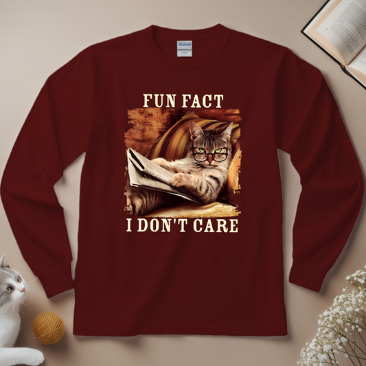 Fun Fact I Don’t Care Unisex Long Sleeves For Cat Lovers - Meowiprints