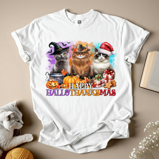 Happy Hallothanksmas Cat V2 T-Shirt