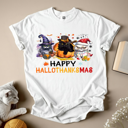 Happy Hallothanksmas Cat T-Shirt Unisex Shirt